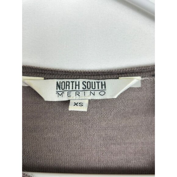 North South Merino Extra Fine 100% Wool Womens XS Taupe Button-Up Sweater - Picture 3 of 11